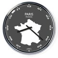 Nástenné hodiny s mapou: France/Paris