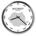 Nástenné hodiny s mapou: Romania/Bucuresti