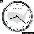 Zegar ścienny z mapą: USA/New York