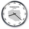 Nástenné hodiny s mapou: Poland/Warszawa