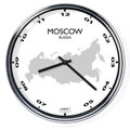 Nástenné hodiny s mapou: Russia/Moscow