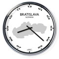 Nástenné hodiny s mapou: Slovakia/Bratislava