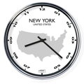 Nástenné hodiny s mapou: USA/New York