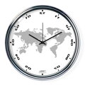Bílé svisle obrácené hodiny s mapou (32 cm)