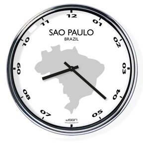Nástenné hodiny s mapou: Brazil/Sao Paulo