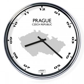 Nástenné hodiny s mapou: Czech Republic/Prague