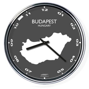 Nástenné hodiny s mapou: Hungary/Budapest