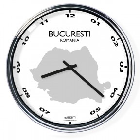 Nástenné hodiny s mapou: Romania/Bucuresti