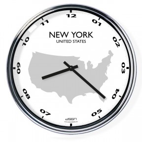 Nástěnné hodiny s mapou: USA/New York (32 cm)