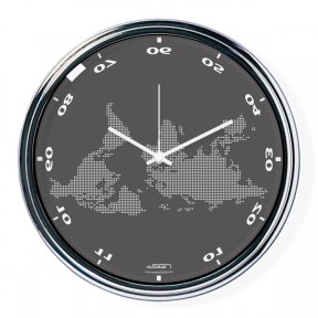 Ceas invers cu o hartă mondială 2 - gri închis, diametru 32 cm | DSGN