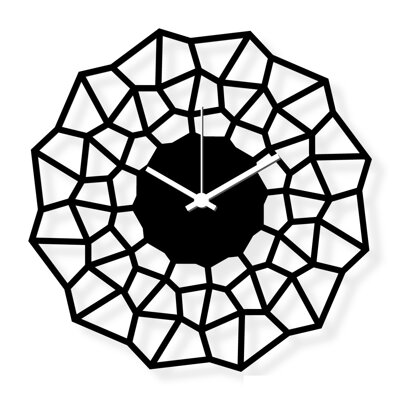 Ceas de perete de dimensiuni medii, sticlă acrilică neagră 30x30 cm - Flake | DSGN