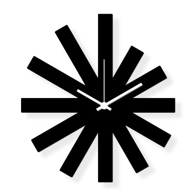 Średniej wielkości zegar ścienny, czarny plastik 40x30cm: Black Star | atelierDSGN