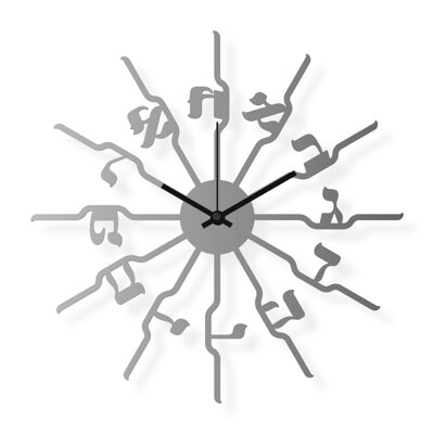 Dizajnové nástenné hodiny: Židovská čísla - Nerezová oceľ  40x40 cm | atelierDSGN
