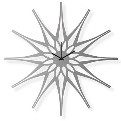 Duży zegar ścienny ze stali nierdzewnej, 62x62 cm: Kwiat II | atelierDSGN