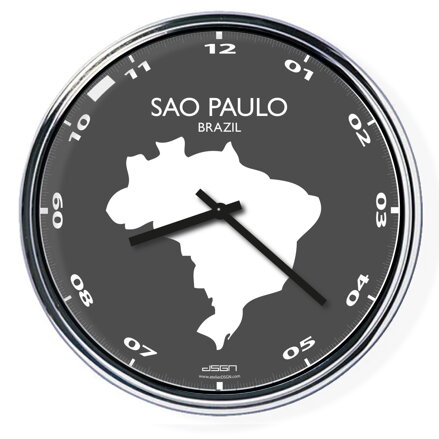 Nástěnné hodiny s mapou: Brazil/Sao Paulo (32 cm)