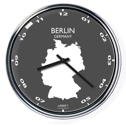 Nástěnné hodiny s mapou: Germany/Berlin (32 cm)
