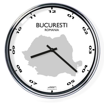 Irodai falióra (világos vagy sötét) - Bukarest / Románia, átmérő 32 cm | DSGN