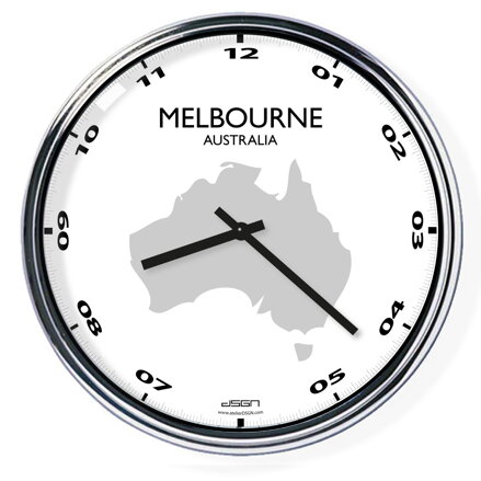 Nástěnné hodiny s mapou: Australia/Melbourne (32 cm)