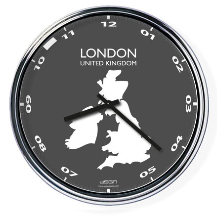 Nástěnné hodiny s mapou: United Kingdom/London (32 cm)