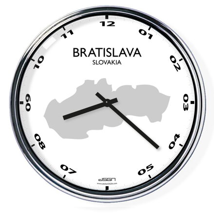 Nástěnné hodiny s mapou: Slovakia/Bratislava (32 cm)