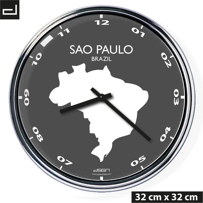 Zegar ścienny z mapą: Brasil/Sao Paulo Zegar ścienny z mapą: Brasil/Sao Paulo