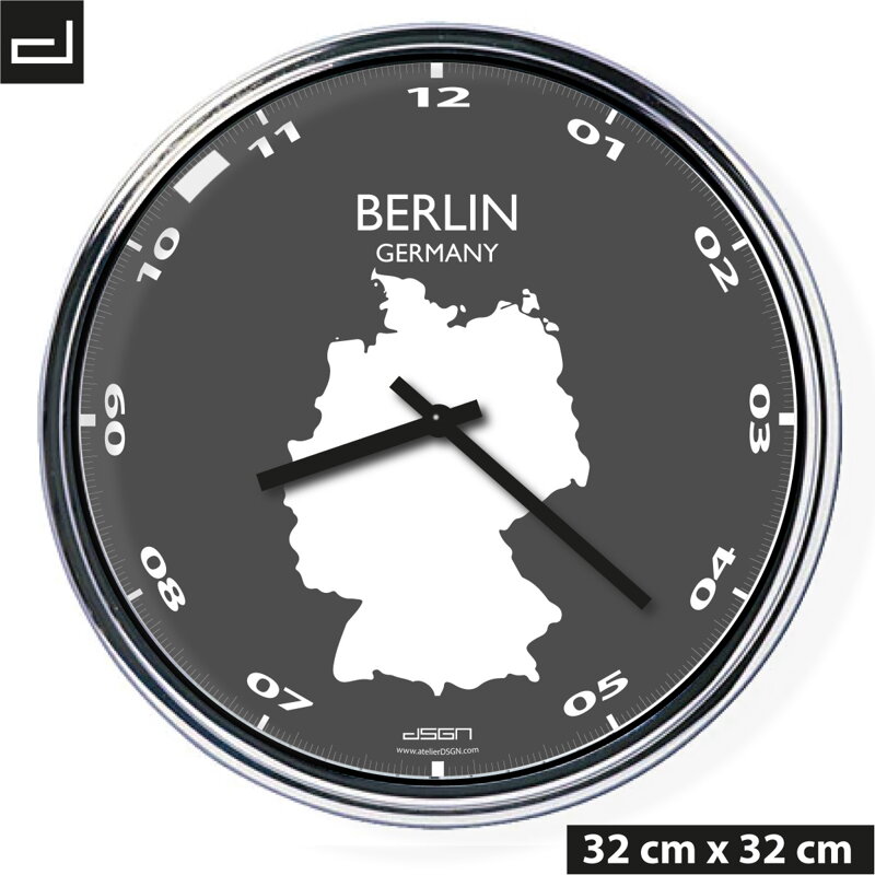 Zegar ścienny z mapą: Germany/Berlin Zegar ścienny z mapą: Germany/Berlin