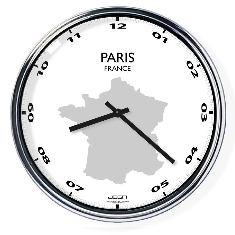 Nástenné hodiny s mapou: France/Paris Nástenné hodiny s mapou: France/Paris