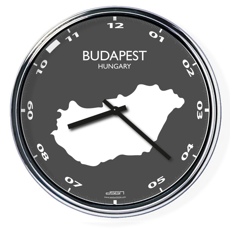 Nástenné hodiny s mapou: Hungary/Budapest Nástenné hodiny s mapou: Hungary/Budapest