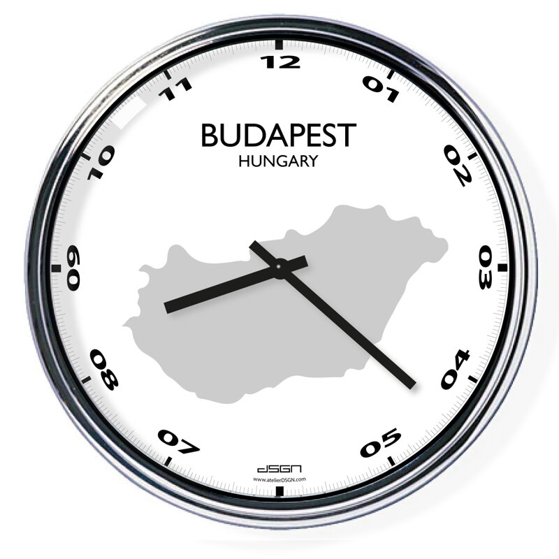 Nástěnné hodiny s mapou: Hungary/Budapest (32 cm) Nástěnné hodiny s mapou: Hungary/Budapest (32 cm)