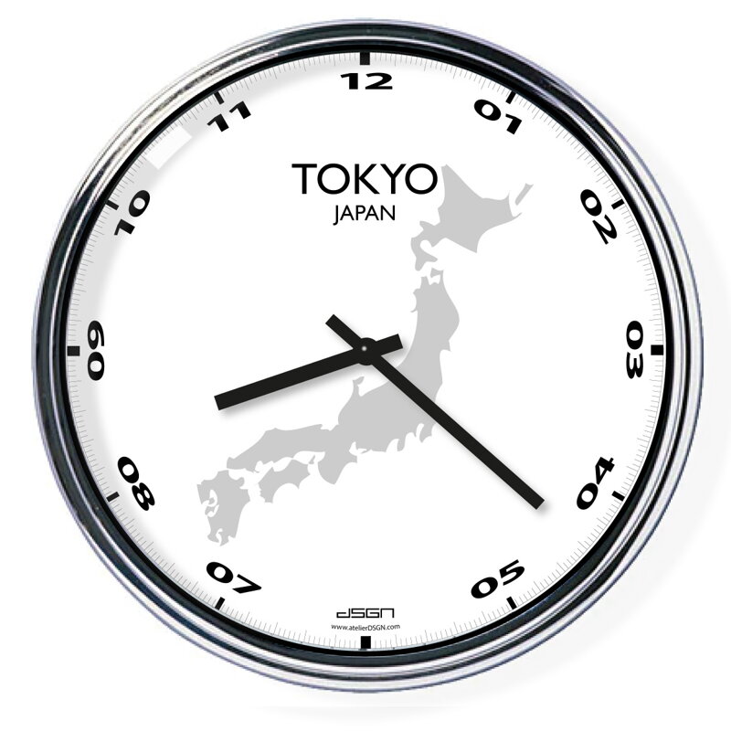 Nástenné hodiny s mapou: Japan/Tokyo Nástenné hodiny s mapou: Japan/Tokyo