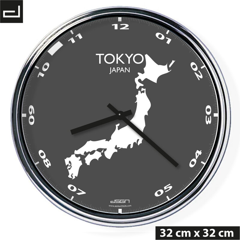 Zegar ścienny z mapą: Japan/Tokyo
