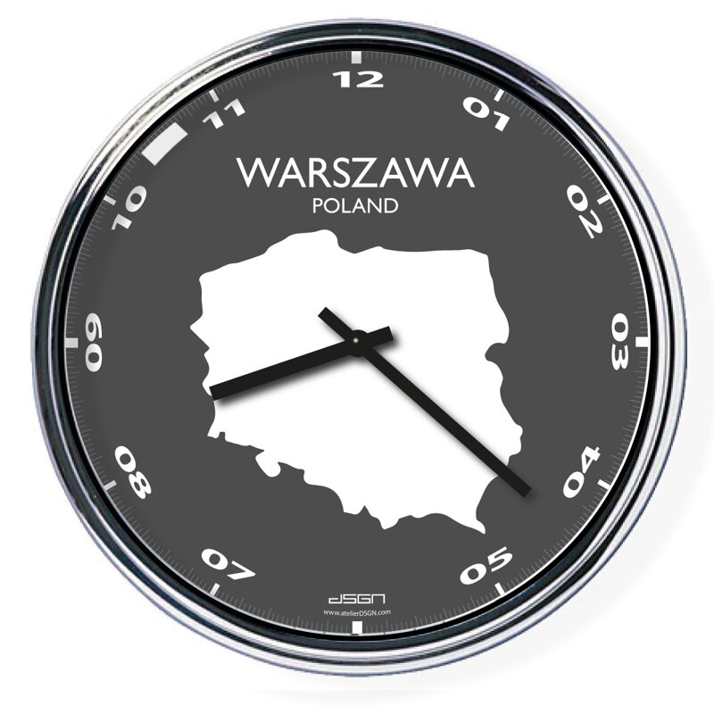 Nástěnné hodiny s mapou: Poland/Warszawa (32 cm) Nástěnné hodiny s mapou: Poland/Warszawa (32 cm)