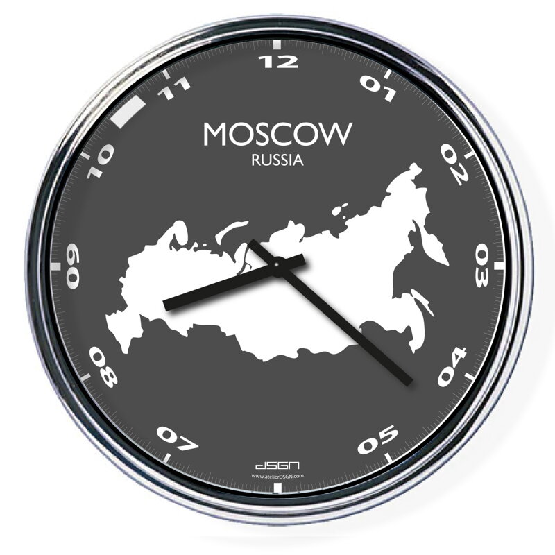 Nástenné hodiny s mapou: Russia/Moscow Nástenné hodiny s mapou: Russia/Moscow