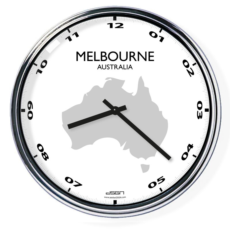 Nástěnné hodiny s mapou: Australia/Melbourne (32 cm) Nástěnné hodiny s mapou: Australia/Melbourne (32 cm)