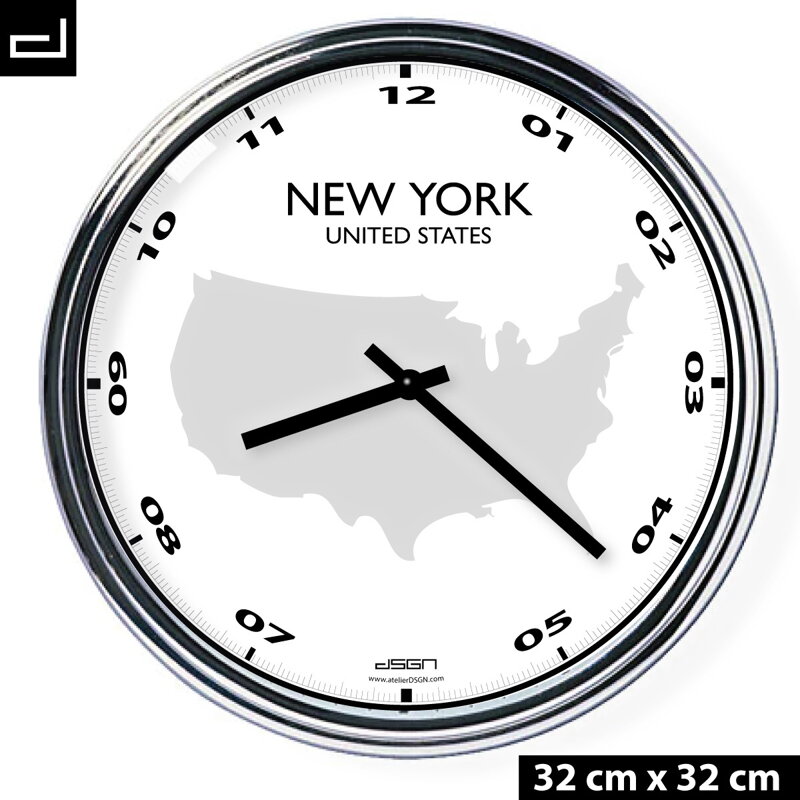 Zegar ścienny z mapą: USA/New York Zegar ścienny z mapą: USA/New York