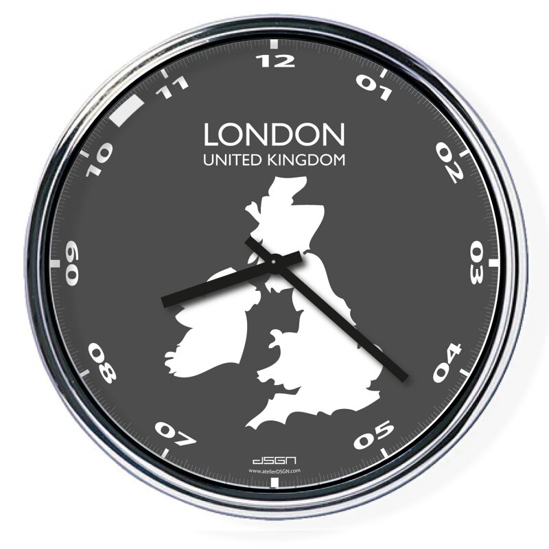 Nástenné hodiny s mapou: United Kingdom/Londýn Nástenné hodiny s mapou: United Kingdom/Londýn