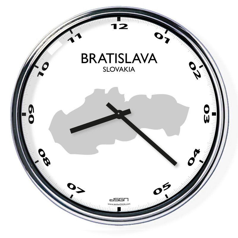 Nástěnné hodiny s mapou: Slovakia/Bratislava (32 cm) Nástěnné hodiny s mapou: Slovakia/Bratislava (32 cm)