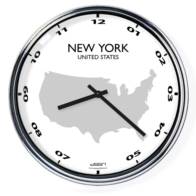 Nástenné hodiny s mapou: USA/New York Nástenné hodiny s mapou: USA/New York