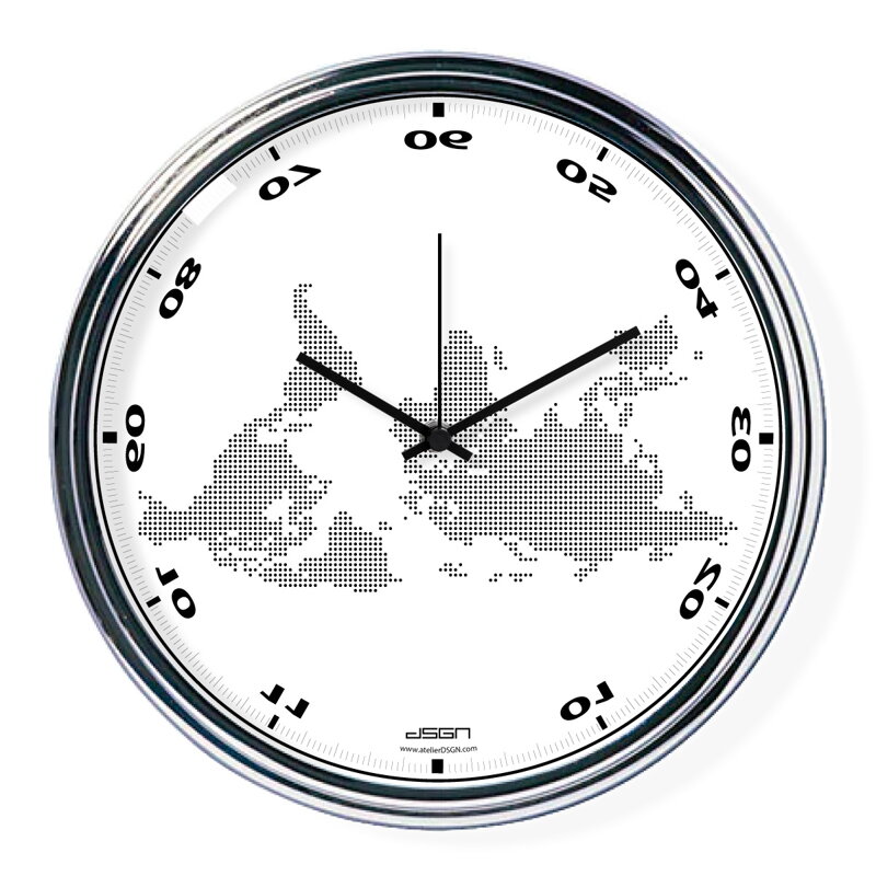 Bílé vodorovně obrácené hodiny s mapou (32 cm) Bílé vodorovně obrácené hodiny s mapou (32 cm)