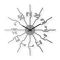 Medium sized wall clock, steel 16x16 in: Jewish numbers | atelierDSGN